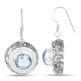 9.00 Carat Genuine Blue Topaz .925 Sterling Silver Earrings