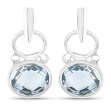 8.00 Carat Genuine Blue Topaz .925 Sterling Silver Earrings