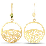 0.44 Carat Genuine Peridot .925 Sterling Silver Earrings