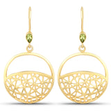 0.44 Carat Genuine Peridot .925 Sterling Silver Earrings