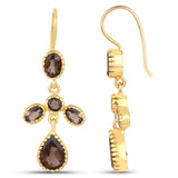 6.96 Carat Genuine Smoky Quartz .925 Sterling Silver Earrings
