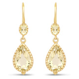 7.90 Carat Genuine Lemon Quartz .925 Sterling Silver Earrings