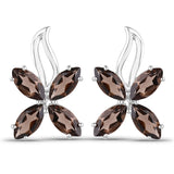 7.80 Carat Genuine Smoky Quartz .925 Sterling Silver Earrings