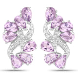 5.22 Carat Genuine Amethyst and White Topaz .925 Sterling Silver Earrings