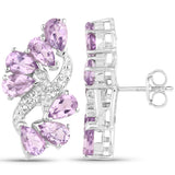 5.22 Carat Genuine Amethyst and White Topaz .925 Sterling Silver Earrings