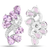5.22 Carat Genuine Amethyst and White Topaz .925 Sterling Silver Earrings