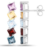8.19 Carat Genuine Multi Stones .925 Sterling Silver Earrings