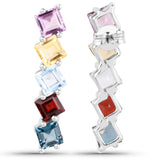 8.19 Carat Genuine Multi Stones .925 Sterling Silver Earrings