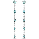 14K White Gold 3.42 Carat Genuine Blue Diamond and White Diamond Earrings