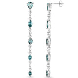 14K White Gold 3.42 Carat Genuine Blue Diamond and White Diamond Earrings