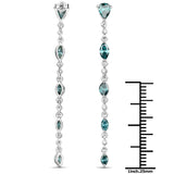 14K White Gold 3.42 Carat Genuine Blue Diamond and White Diamond Earrings