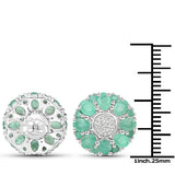 2.88 Carat Genuine Emerald and White Topaz .925 Sterling Silver Earrings