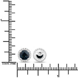 2.18 Carat Genuine Blue Sapphire and White Diamond 14K White Gold Earrings