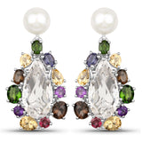 16.24 Carat Genuine Multi Stones .925 Sterling Silver Earrings