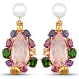 14.62 Carat Genuine Multi Stones .925 Sterling Silver Earrings