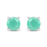 1.50 carat Genuine Emerald .925 Sterling Silver Earrings