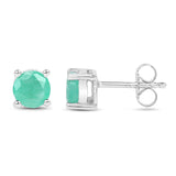 1.50 carat Genuine Emerald .925 Sterling Silver Earrings