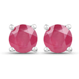 5.50 Carat Emerald, Glass Filled Ruby and Glass Filled Sapphire .925 Sterling Silver Earrings