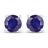 5.50 Carat Emerald, Glass Filled Ruby and Glass Filled Sapphire .925 Sterling Silver Earrings