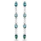 3.22 Carat Genuine Blue Diamond and White Diamond 14K White Gold Earrings