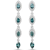 2.28 Carat Genuine Blue Diamond and White Diamond 14K White Gold Earrings