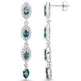 2.28 Carat Genuine Blue Diamond and White Diamond 14K White Gold Earrings