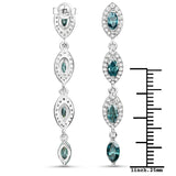 2.28 Carat Genuine Blue Diamond and White Diamond 14K White Gold Earrings
