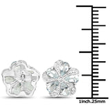 3.81 Carat Genuine Aquamarine and White Zircon .925 Sterling Silver Earrings