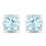 1.20 ct Genuine Blue Topaz .925 Sterling Silver Earrings