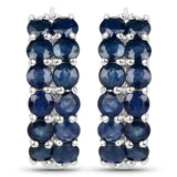 2.88 Carat Genuine Blue Sapphire .925 Sterling Silver Earrings