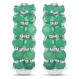 2.40 Carat Genuine Emerald .925 Sterling Silver Earrings
