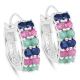 0.80 Carat Emerald Earrings with 2.00 ct.. t.w. Multi-Gems in Sterling Silver