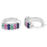 0.80 Carat Emerald Earrings with 2.00 ct.. t.w. Multi-Gems in Sterling Silver