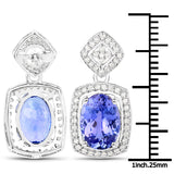 14K White Gold 5.29 Carat Genuine Tanzanite and White Diamond Earrings