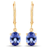 2.80 ct. Genuine Tanzanite 14K Yellow Gold Earrings