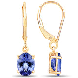 2.80 ct. Genuine Tanzanite 14K Yellow Gold Earrings