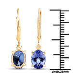2.80 ct. Genuine Tanzanite 14K Yellow Gold Earrings
