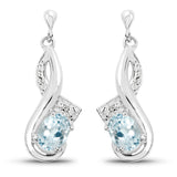 3.33 Carat Genuine Blue Topaz & White Topaz .925 Sterling Silver Earrings