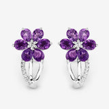 1.90 Carat Genuine Amethyst and White Topaz .925 Sterling Silver Earrings