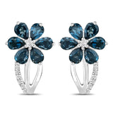 2.14 Carat Genuine London Blue Topaz and White Topaz .925 Sterling Silver Earrings