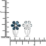 2.14 Carat Genuine London Blue Topaz and White Topaz .925 Sterling Silver Earrings