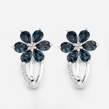 2.14 Carat Genuine London Blue Topaz and White Topaz .925 Sterling Silver Earrings