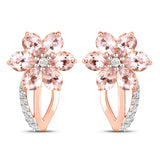 1.66 Carat Genuine Morganite and White Topaz .925 Sterling Silver Earrings
