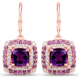 4.98 Carat Genuine Amethyst and White Topaz .925 Sterling Silver Earrings