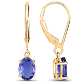 1.80 ct. Genuine Tanzanite 14K Yellow Gold Earrings
