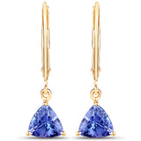 1.18 Carat Genuine Tanzanite 14K Yellow Gold Earrings