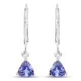 1.18 Carat Genuine Tanzanite 14K White Gold Earrings