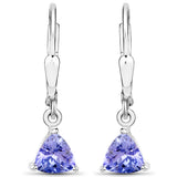 1.18 carat Genuine Tanzanite .925 Sterling Silver Earrings for women