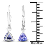 1.18 carat Genuine Tanzanite .925 Sterling Silver Earrings for women