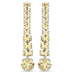 18K White Gold Plated 7.22 Carat Genuine Citrine .925 Sterling Silver Earrings